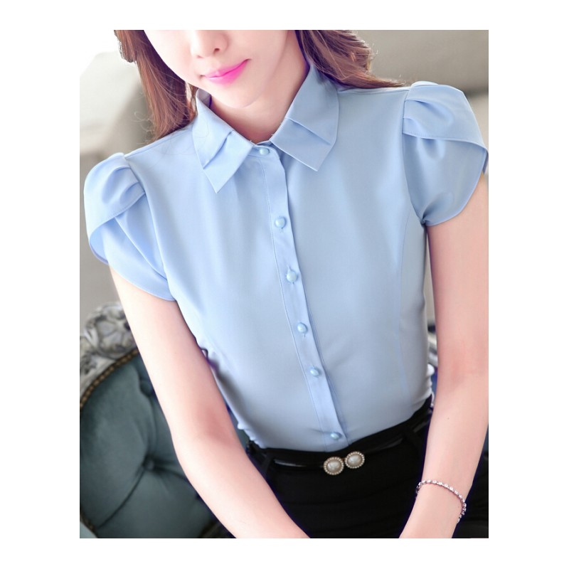 2018夏季新款套装短袖衬衫女韩版修身OL气质职业装工装衬衣女
