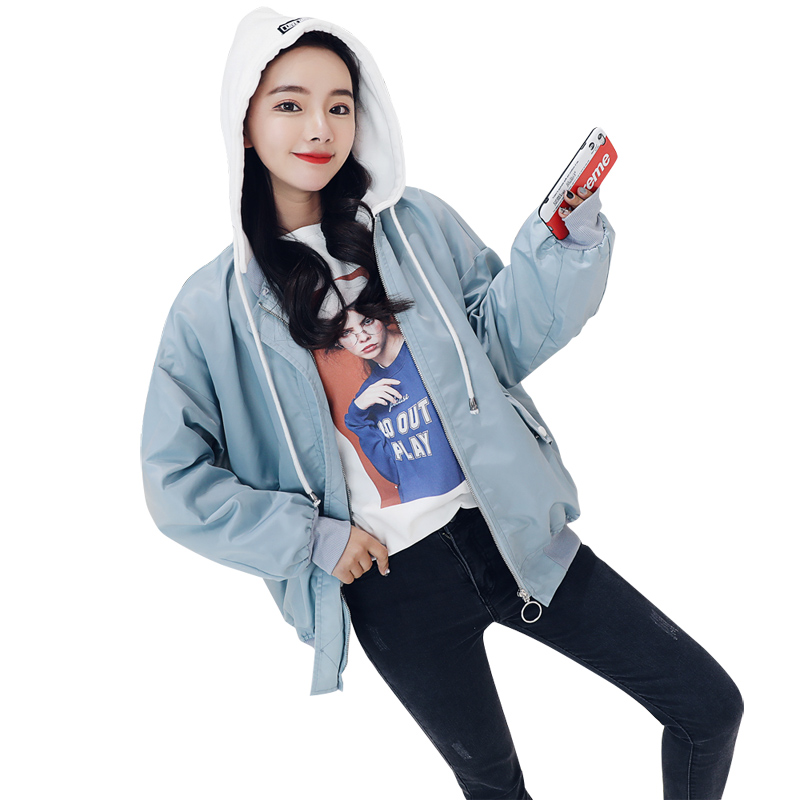 短外套女2018新款韩版时尚连帽夹克宽松显瘦棒球服学院风气质潮