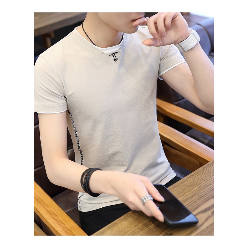男士短袖T恤打底衫圆领2018夏季新款韩版修身学生半袖体恤男上衣