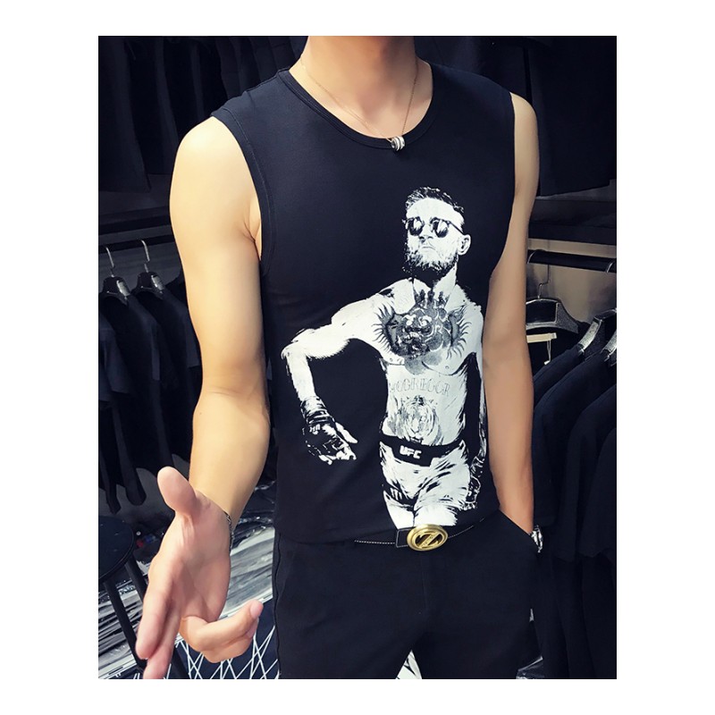2018新款夏季男士短袖T恤韩版潮流个性图案印花帅气体恤修身男装