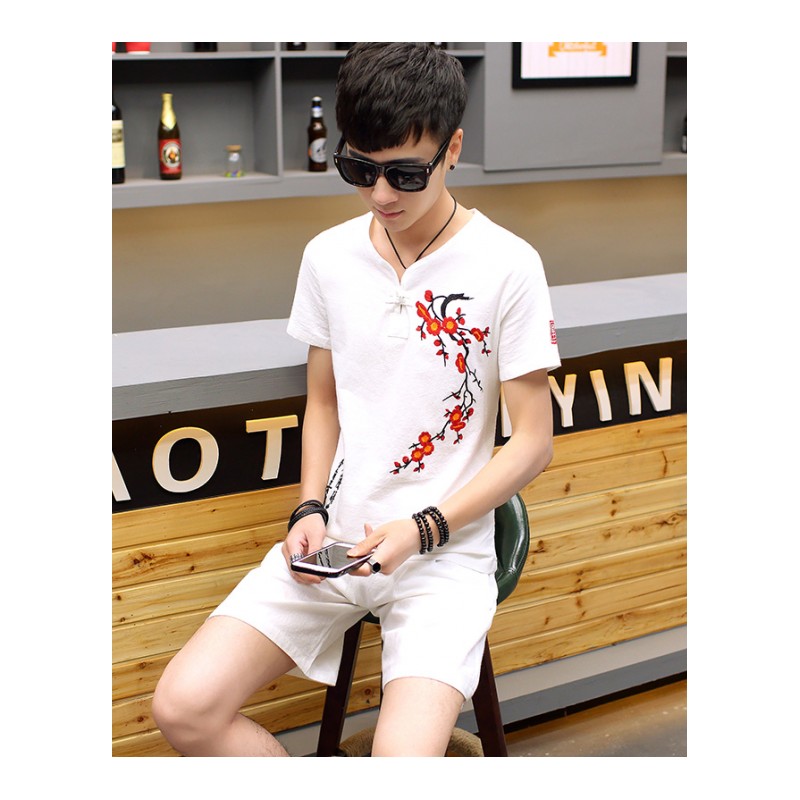 短袖T恤男士套装2018夏季新款衣服男装休闲运动套装男夏潮流韩版