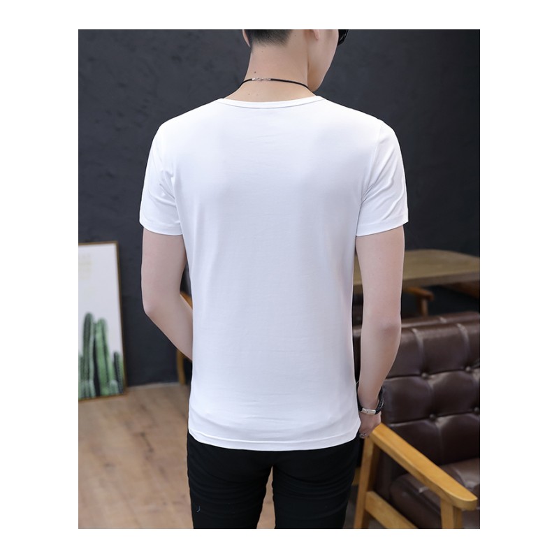 2018夏季新款男士短袖T恤潮流修身男装上衣服韩版青年圆领体恤