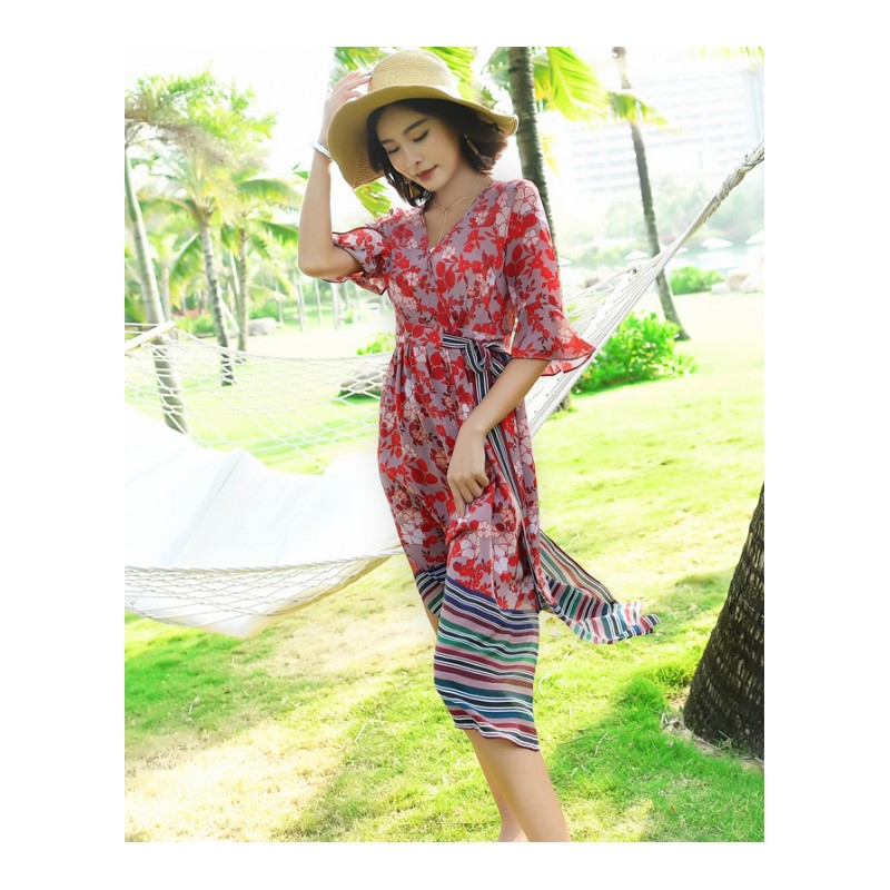 连衣裙2018年夏季韩版纯色修身气质流行韩版优雅舒适