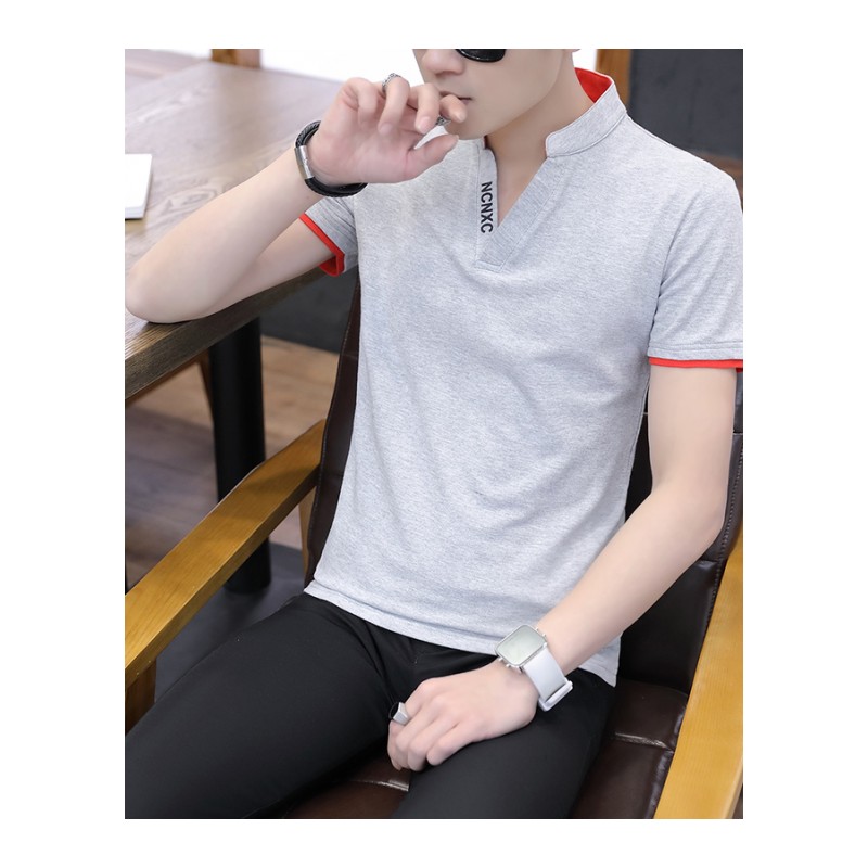 短袖T恤男士夏季新款刺绣打底衫青年韩版polo衫学生立领上衣服潮