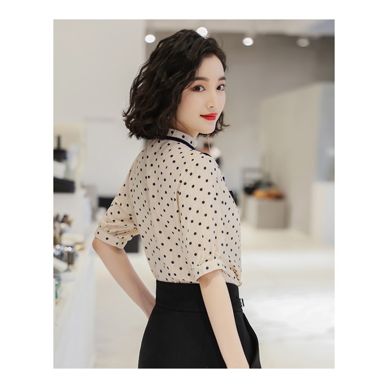 衬衫2018年女韩版潮流夏季 米白色舒适修身纯色气质甜美心机简约