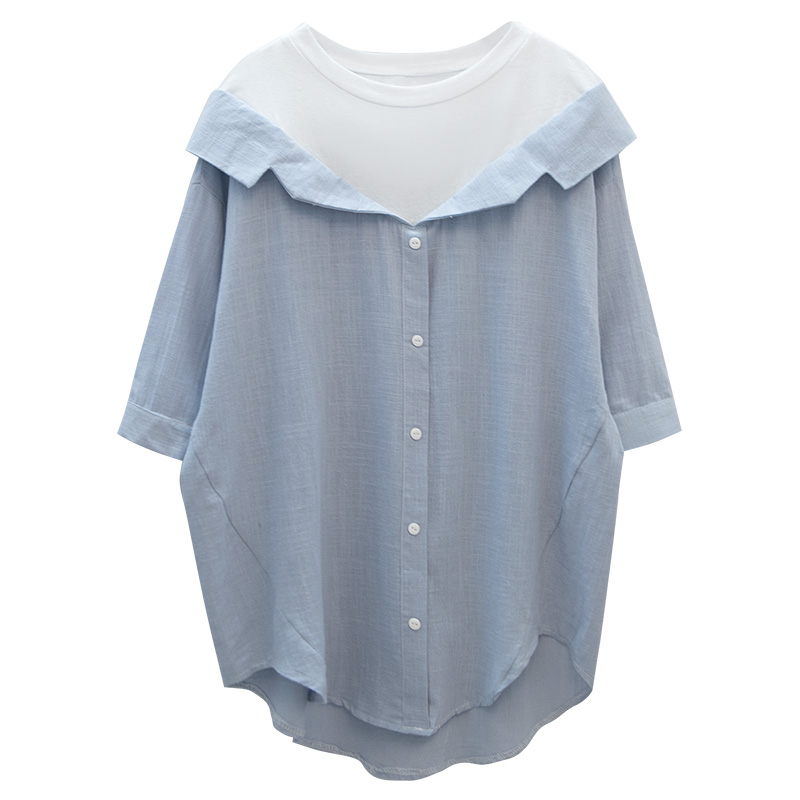 修身短袖2018年夏季韩版气质潮套头圆领甜美纯色衬衫舒适优雅气质