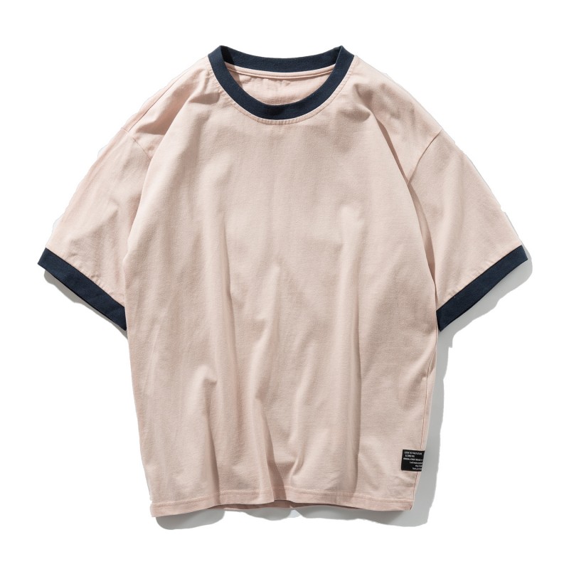 2018夏季新款日系纯色圆领短袖T恤学生韩版潮流百搭粉色上衣体恤