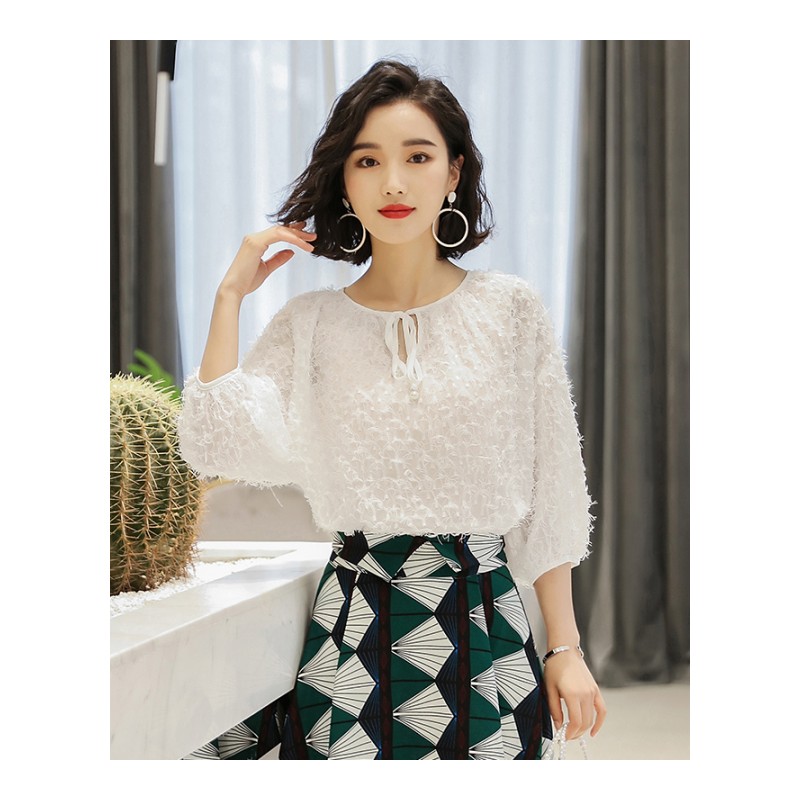 衬衫2018年夏季韩版潮流白色舒适修身纯色气质修身甜美宽松