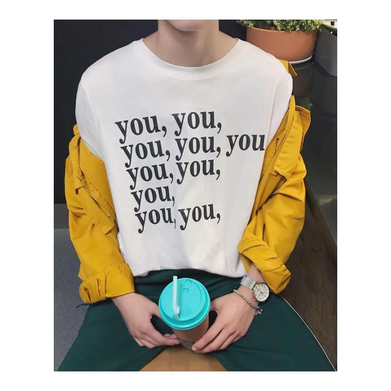 时尚潮流2018年新款韩版青少年白色个性卡通印花短袖T恤