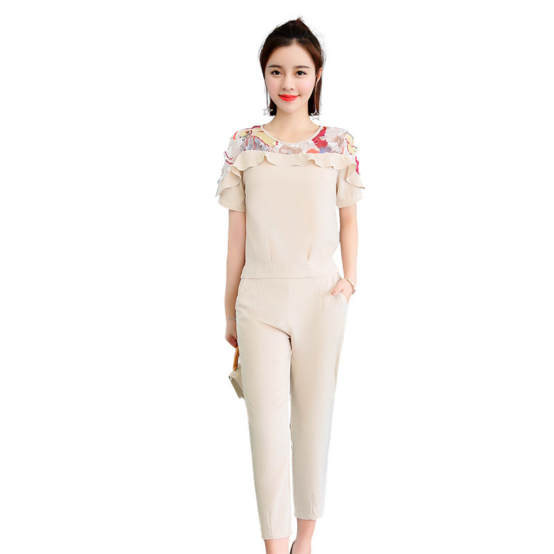 2018夏季女韩版潮流套裙气质修身纯色套装舒适夏季