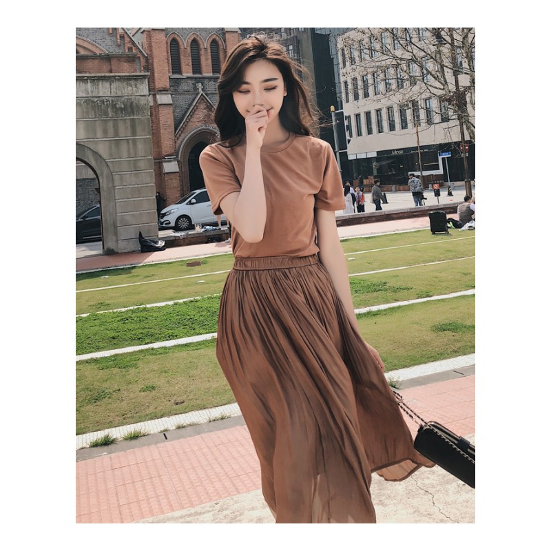 半身裙套装女夏季2018韩版chic短袖T恤两件套心机时尚套装裙女潮
