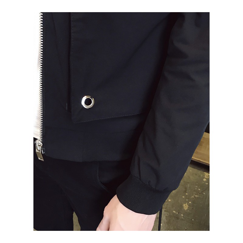 2018春装新品男款短款夹克外套男口袋装饰青少年韩版修身立领小衫