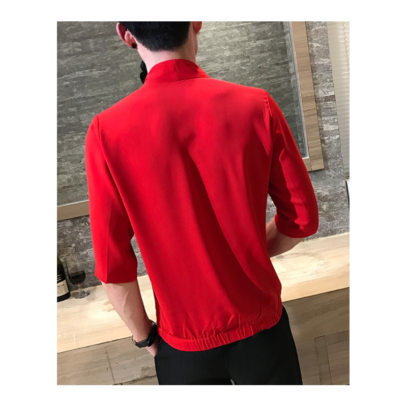 夏款男士短袖T恤韩版V领白色社会精神小伙半袖个性红人气质衣服潮