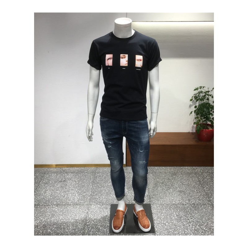 短袖T恤男2018夏款新款韩版修身圆领字母个性男装印花气质半袖潮