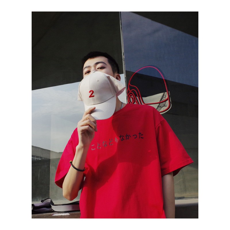 夏款日系短袖T恤男士韩版时尚卡通印花打底衫宽松圆领体恤青少年