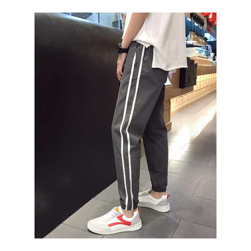 个性夏款潮男男士韩版时尚休闲裤学生百搭港风九分裤束脚运动裤子