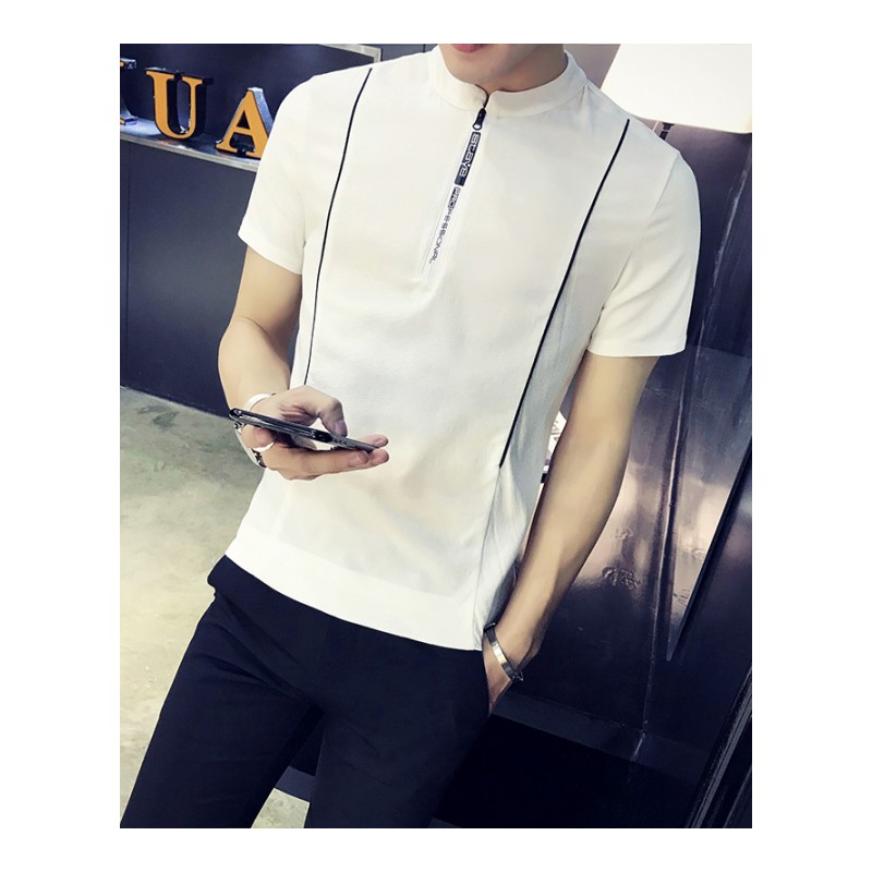 男士T恤夏款2018新款韩版短袖T恤修身社会小伙精神帅气体恤衫上衣