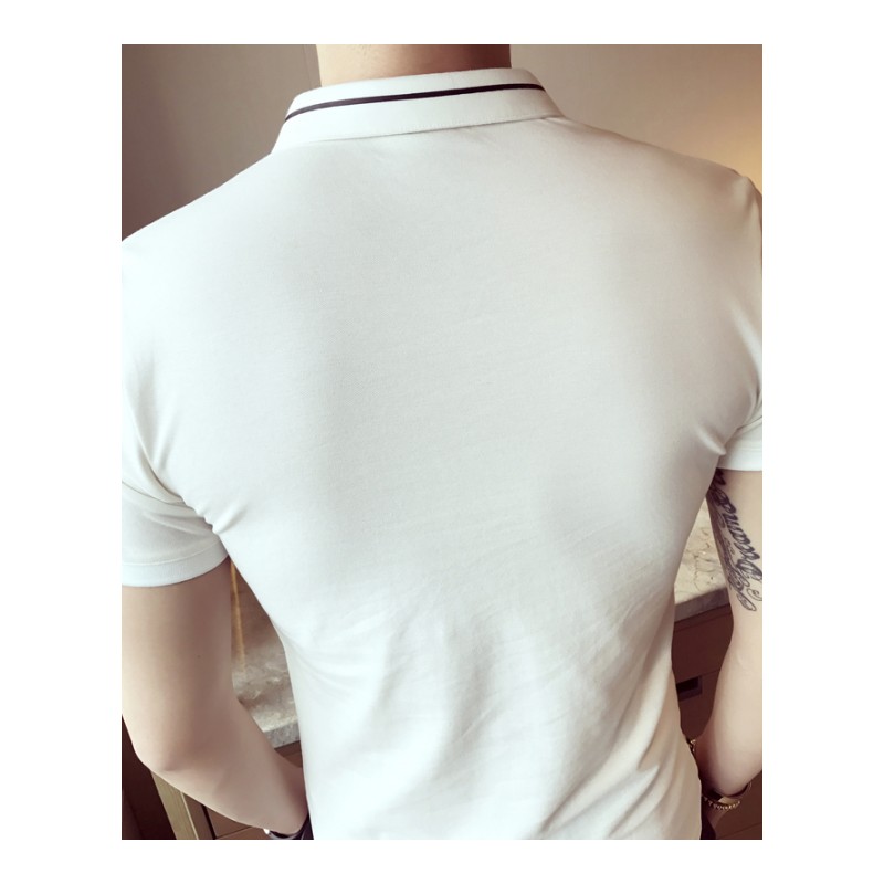 夏款英伦年轻型男紧身Polo衫韩版男士修身纯色保罗衫短袖翻领T恤