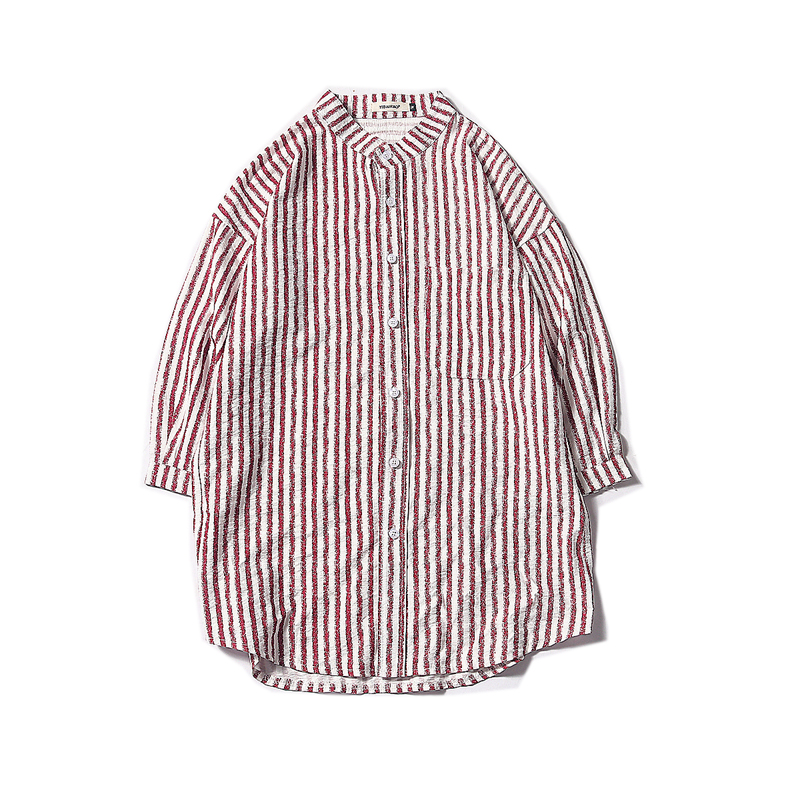 潮青年的港风衬衫男条纹七分袖文艺小清新中袖衬衣青少年夏装TEE
