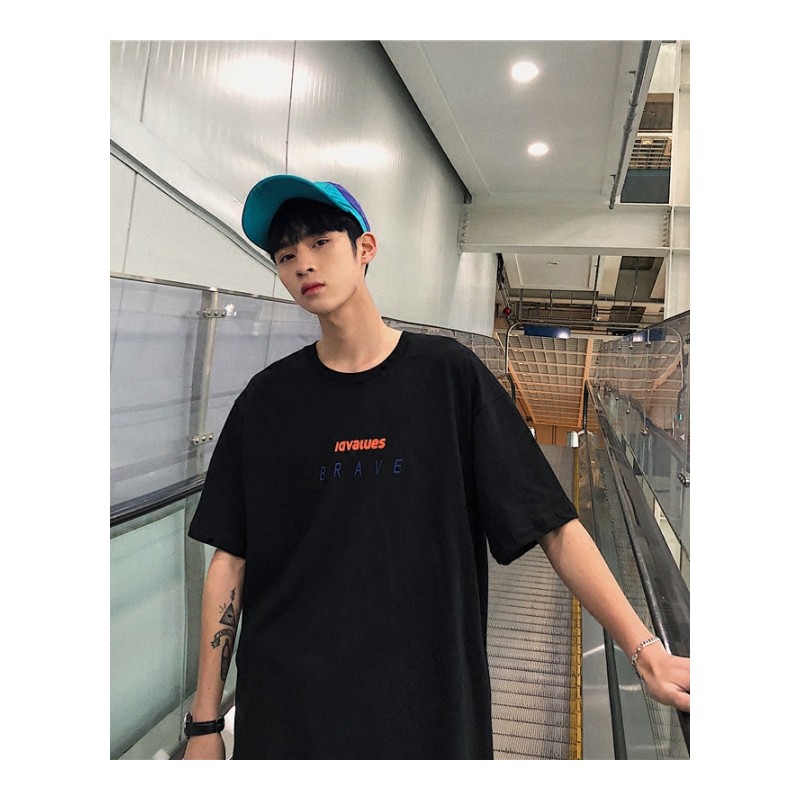 2018夏季年轻韩国风格男士帅气数字印花短袖T恤男打底衫潮上衣