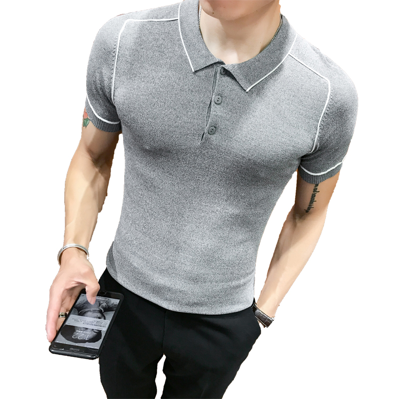 POLO衫男士夏季年轻韩版修身翻领短袖英伦休闲紧身个性T恤保罗衫