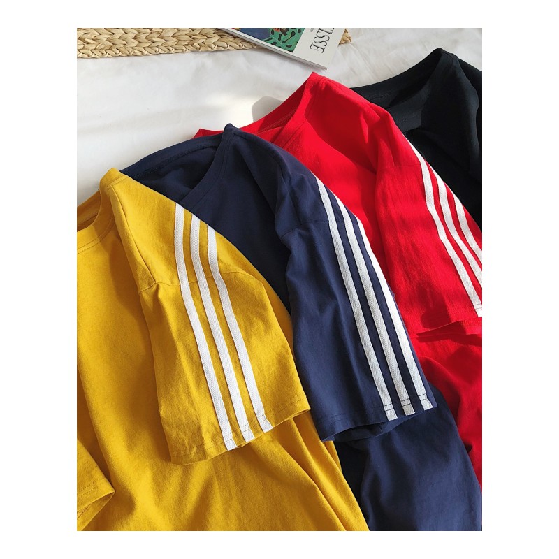 2018夏季年轻日系简约条纹短袖T恤bf风男士韩版学院风半袖上衣潮