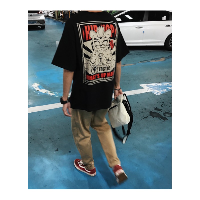 男士短袖T恤气质圆领半袖服夏款时尚韩版男装个性印花体桖打底衫