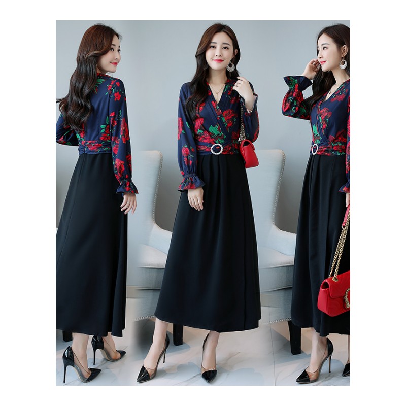 连衣裙女士秋季女装H型韩版时尚休闲舒适修身气质格子长袖连