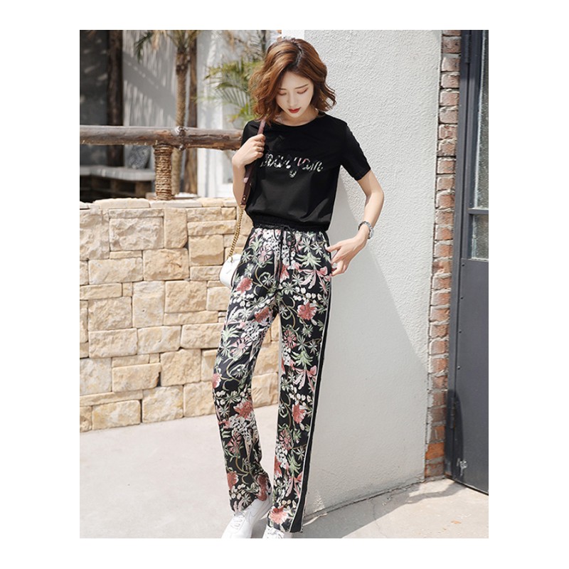 夏装新品显瘦T恤仙女女裤时尚韩版洋气时髦两件套名媛套装