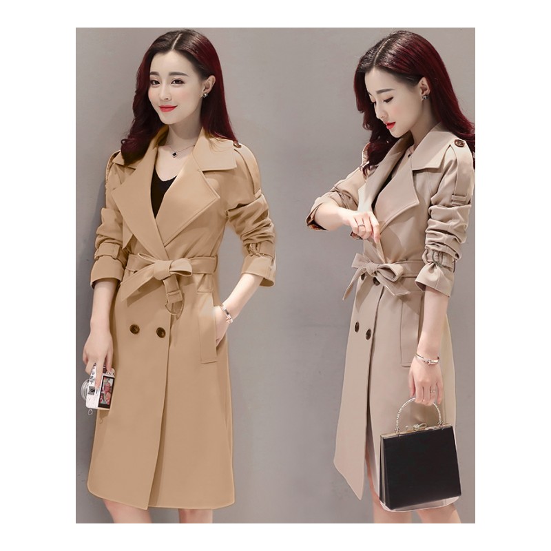 女士新品韩版女装显瘦中长款风衣收腰lulu春秋季时尚气质外套