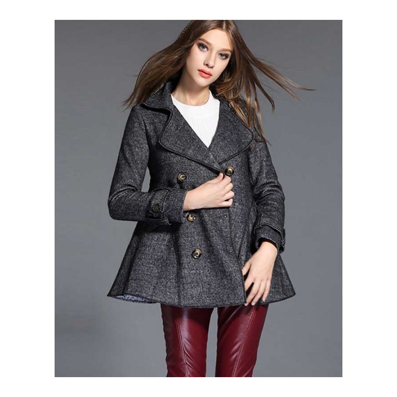 女2018年新款 春季森系短款唐晶同款格子中长款韩版毛呢外套大衣