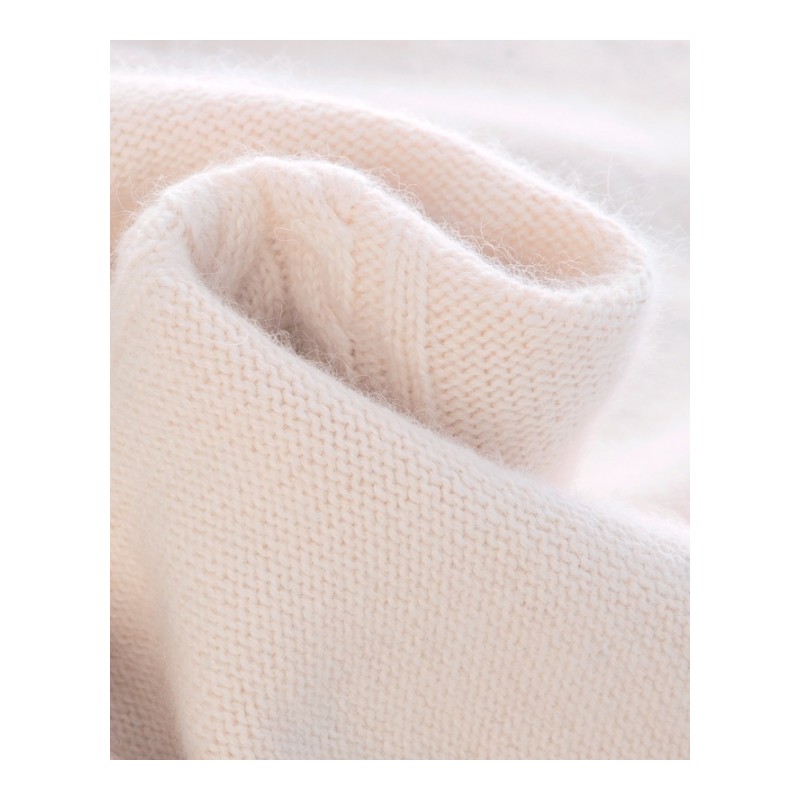 2018秋冬季新款女士羊绒衫纯色高翻领扭花套头羊绒衫加厚针织毛衣