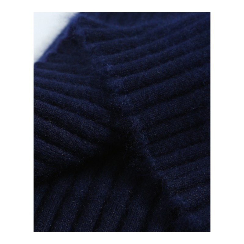 2018秋冬新款女士羊绒衫中长款高领抽条套头毛衣修身打底衫包