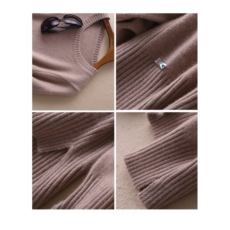 2016秋冬季新款女士羊绒衫纯色圆领短款开叉羊绒衫加厚针织衫