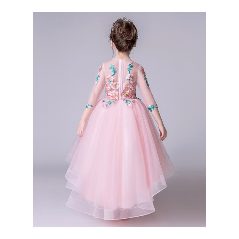 儿童礼服公主裙新款花童蓬蓬裙拖尾女童主持晚礼服钢琴演出服夏季