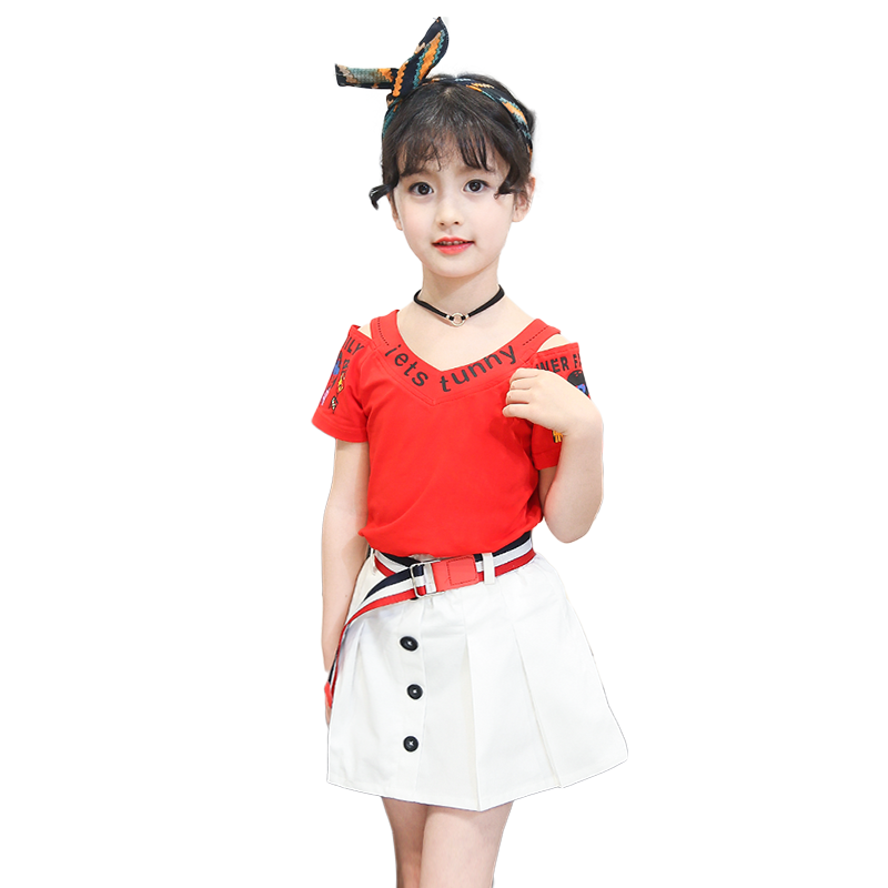 儿童装女童夏装2018新款短裙套装夏季时髦衣服女孩韩版12岁洋气