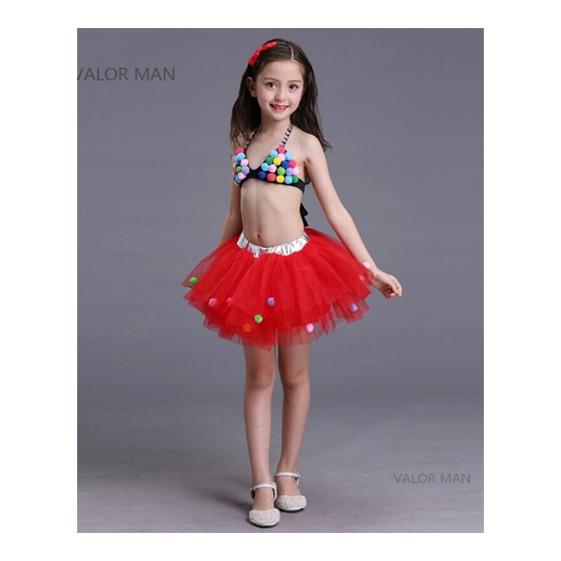 六一儿童节表演服装新款现舞蹈演出服饰T台走秀跳舞蓬蓬裙子红色