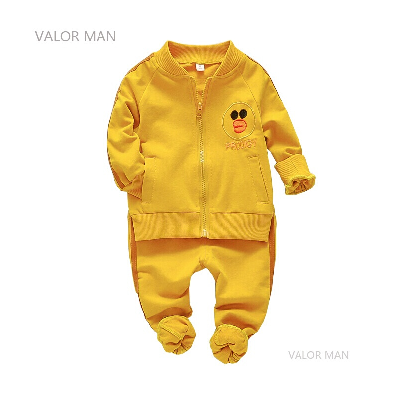 女宝宝春秋季0-3岁半婴儿童装女童运动衣服洋气韩版两件套装潮黄色春秋薄款