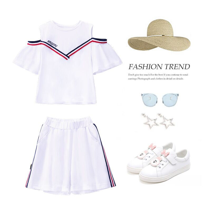 女童套装夏装2018新款大童韩版时尚运动儿童装时髦洋气两件套潮衣