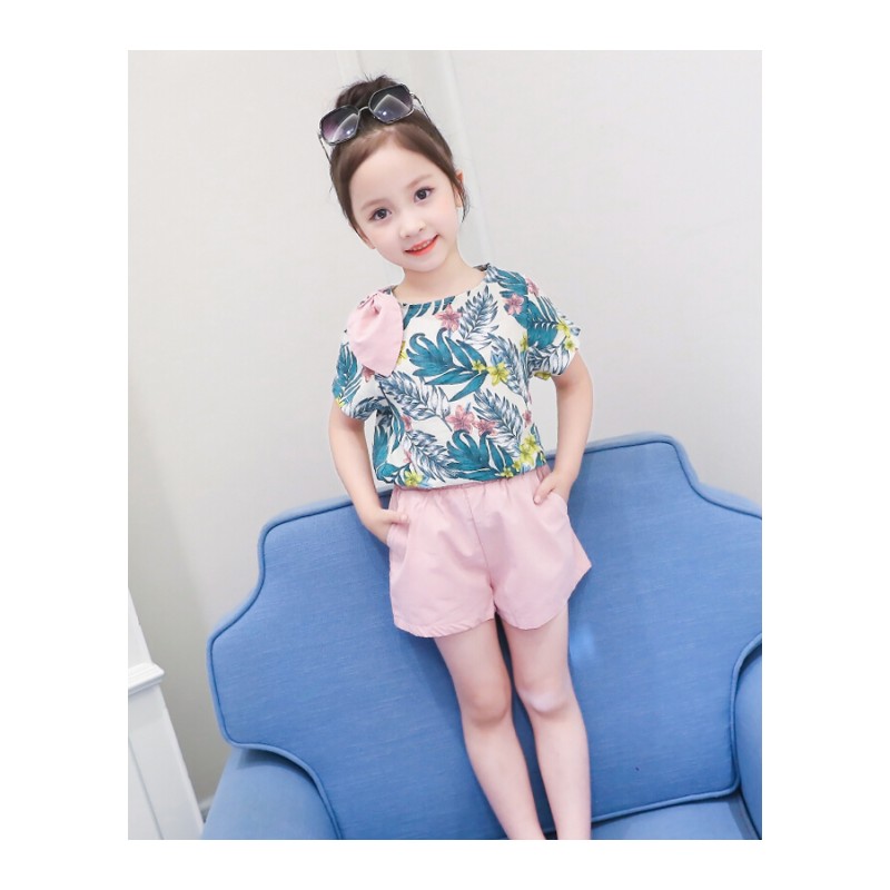 女童夏装2018新款短裤时髦套装棉麻洋气韩版时尚中大儿童两件套潮
