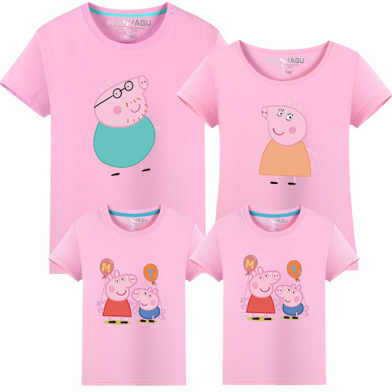 小猪佩奇短袖T恤儿童子装纯棉女童套装男童佩琪女童上衣