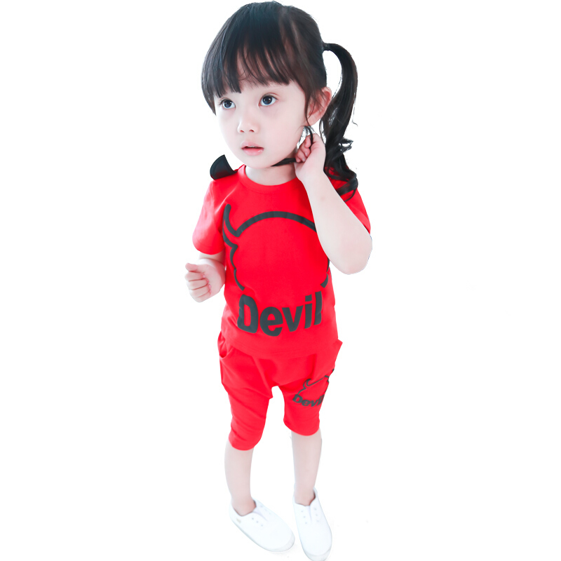 童装女童夏装宝宝套装2018新款韩版时髦短袖小女孩衣服儿童两件套