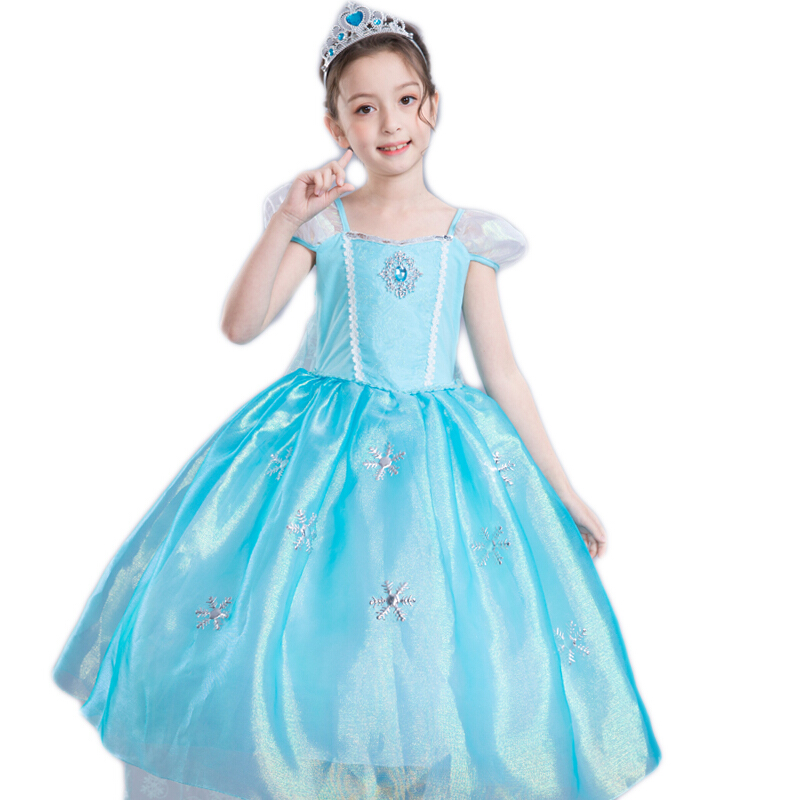 儿童裙子艾莎公主的裙夏季短袖冰雪奇缘表演裙女童韩版连衣裙纱裙