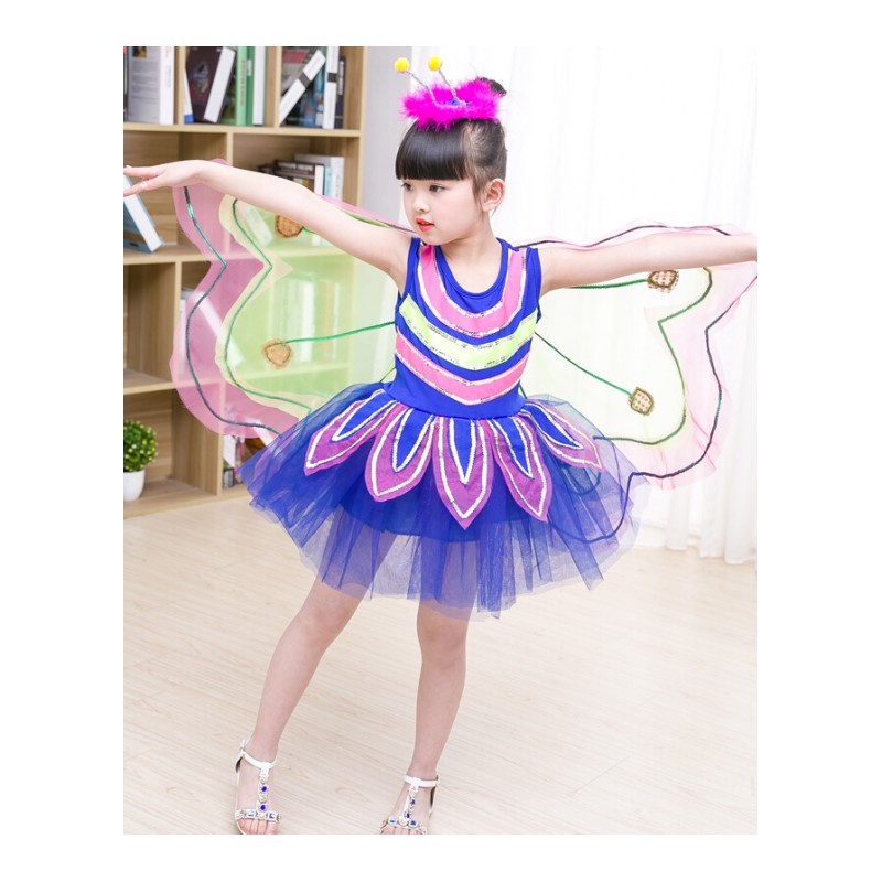 六一新款儿童舞蹈裙子蜜蜂蝴蝶演出服女童虫儿飞表演服昆虫演出服