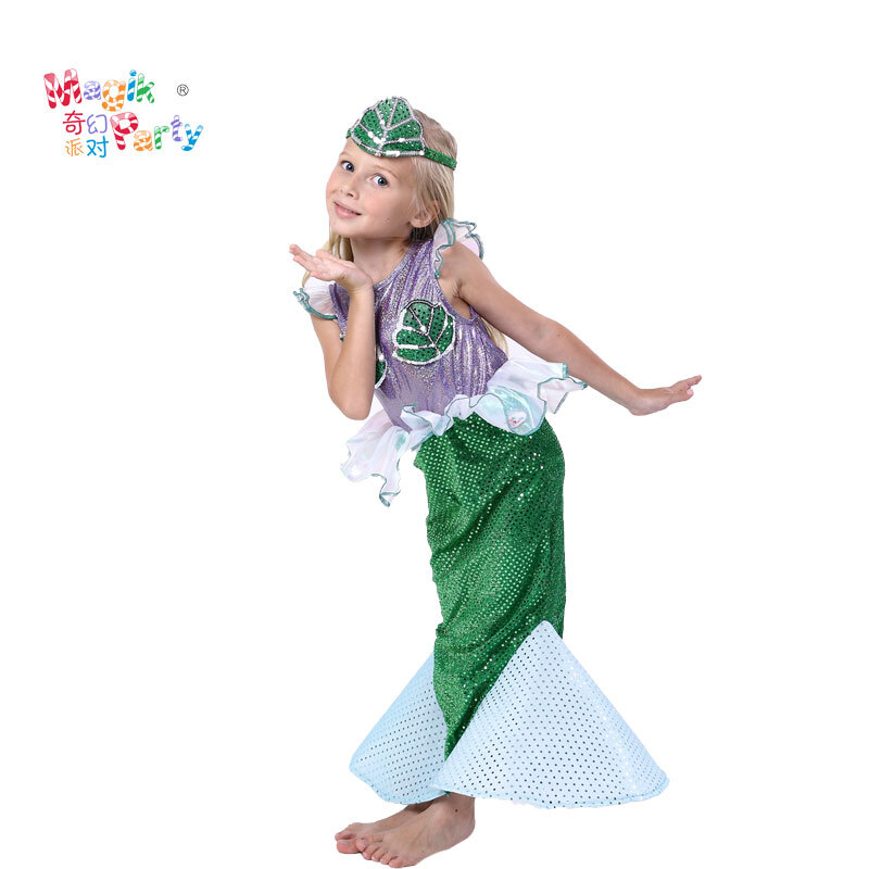 万圣节儿童演出服装Cosplay表演衣服女童美人鱼礼服公主裙服饰