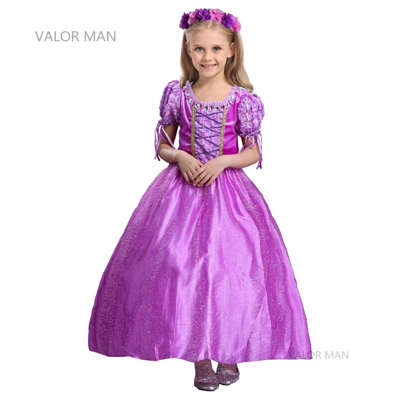 长公主裙女童礼服儿童短袖连衣裙夏季小公主苏菲亚的裙子紫色