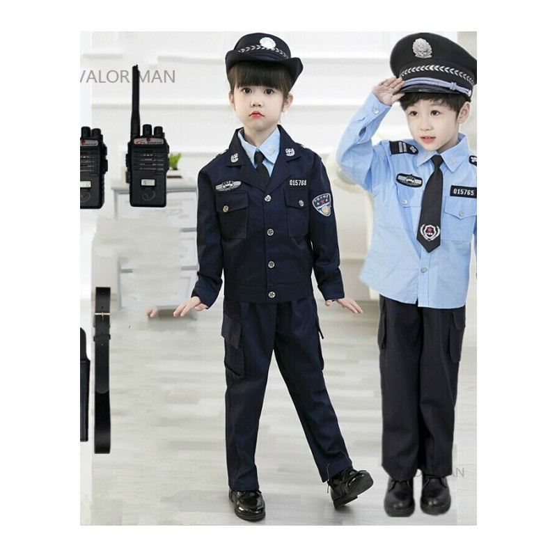 儿童警察服制服警官服装警男女黑猫警长衣服套装小军装交警演出服