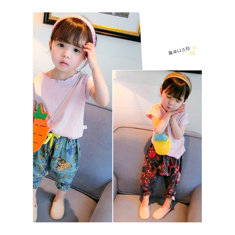 女宝女童女宝宝夏装3岁小孩衣服夏季儿童短袖洋气韩版棉麻套装