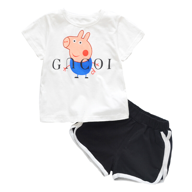 宝宝半袖男1-3岁童装男童夏装潮小猪佩奇女T恤儿童衣服套装