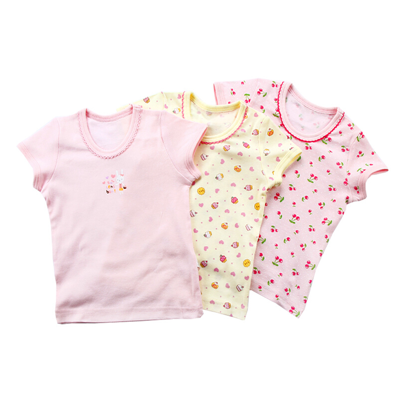 儿童短袖纯棉T恤男童女童宝宝半袖上衣女孩夏季薄款半袖三件装